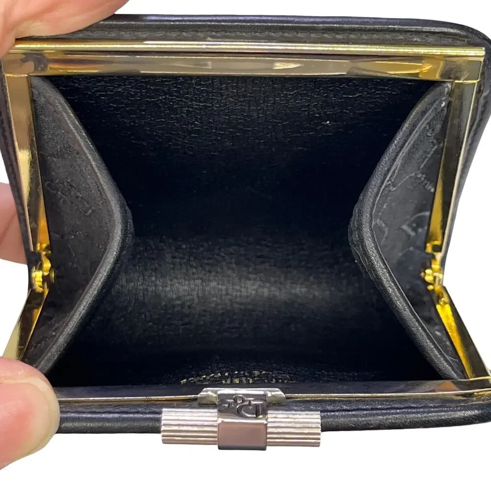 Christian Dior Honeycomb Monogram Coin Purse Black Silver Dior Wallet Vintage
